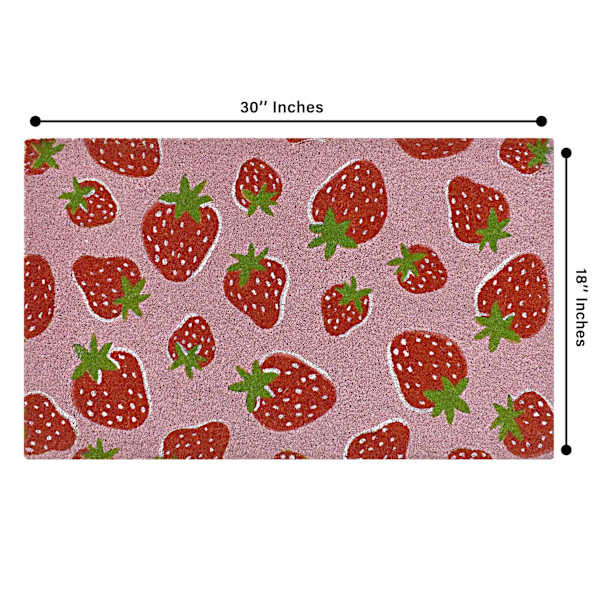 Pink Tossed Strawberries Coir Mat, 18x30