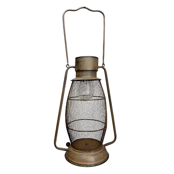 Rustic Metal Outdoor Solar Lantern, Brown