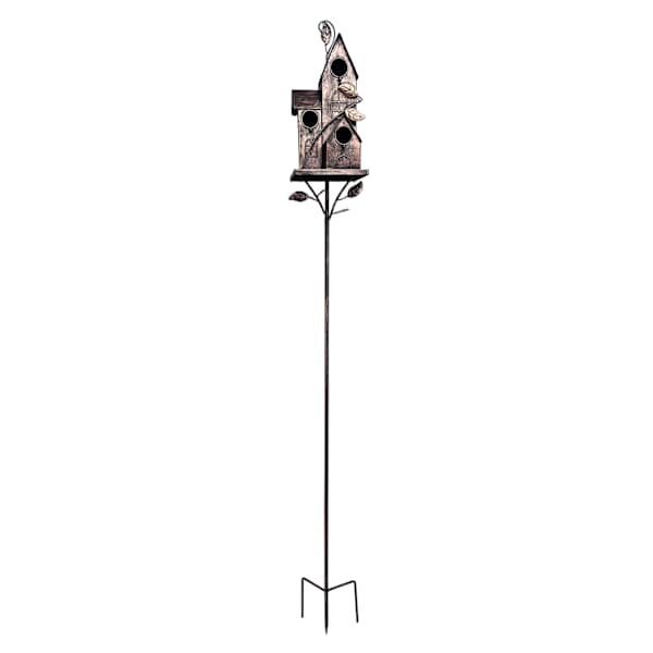 Bronze Birdhouse Yard Stake, 53"