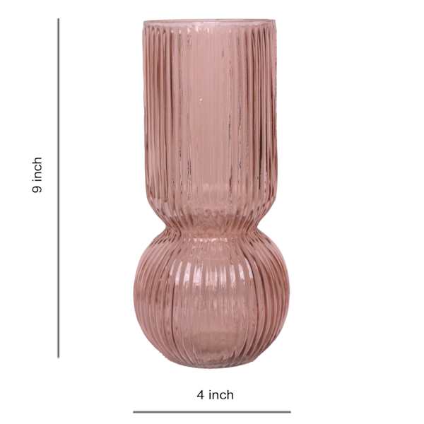 Pink Bottom Bubble Ribbed Vase, 9"