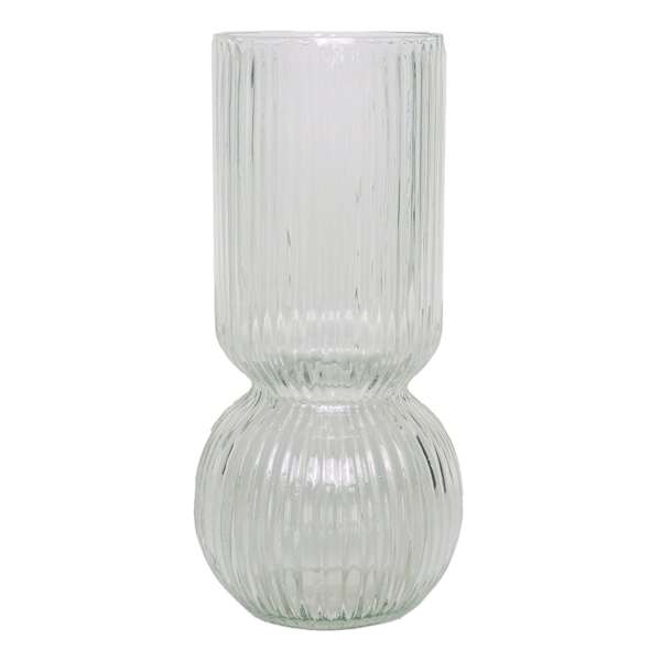 Clear Bottom Bubble Ribbed Vase, 9"