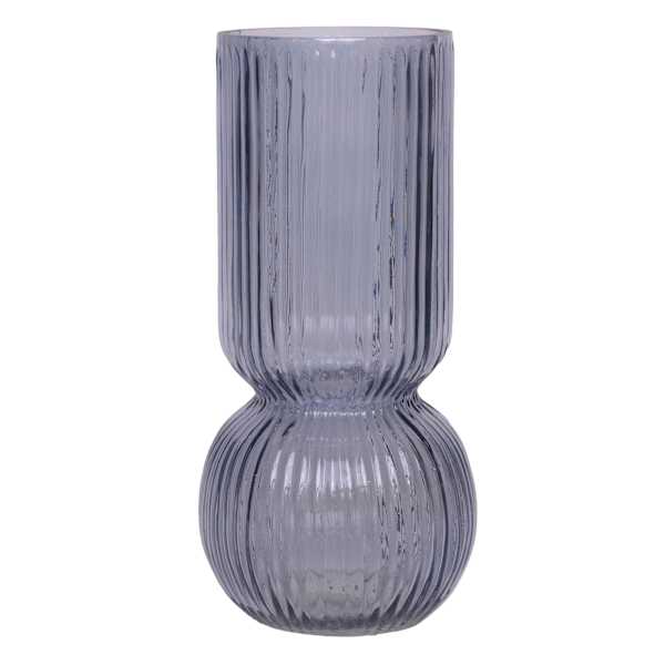 Blue Bottom Bubble Ribbed Vase, 9"