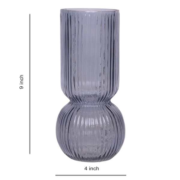 Blue Bottom Bubble Ribbed Vase, 9"