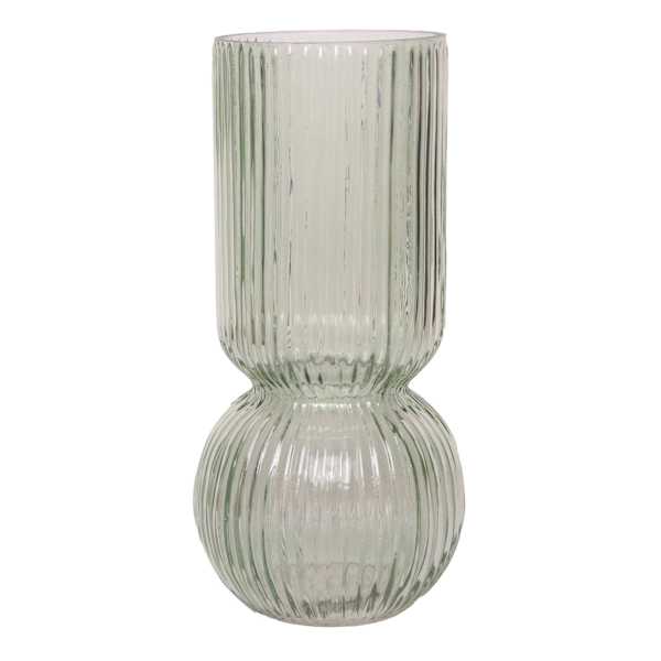 Green Bottom Bubble Ribbed Vase, 9"
