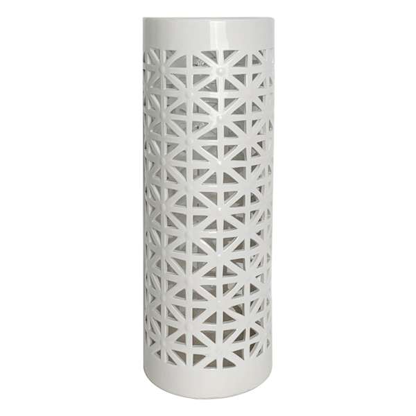 White Cutout Ceramic Vase, 24"