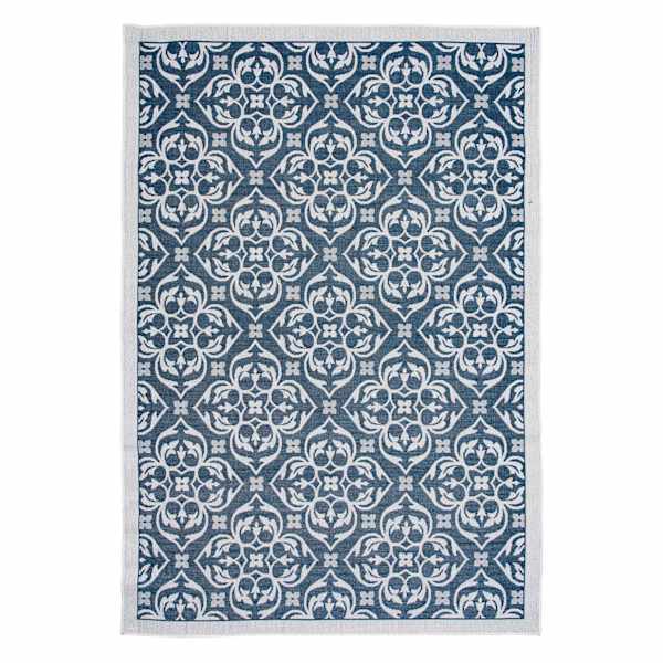 (E308) Cobalt New Zealand Kenton Border Area Rug, 8x10