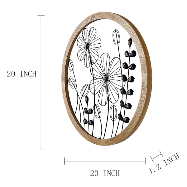 Circular Flower Metal & Flower Wall Decor, 20"