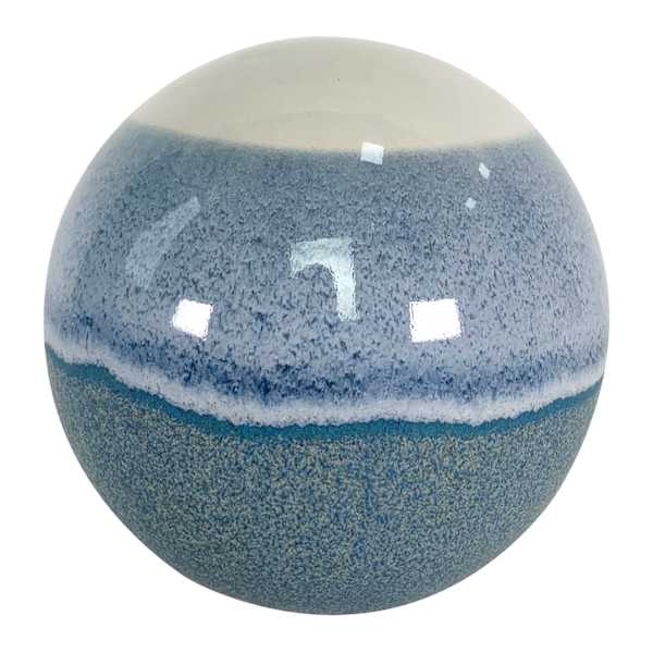 Blue Aqua Reactive Glaze Ceramic Sphere, 5"