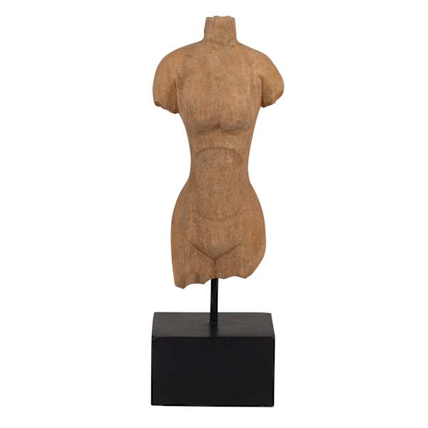 Female Bust on Brown Wooden Stand, 15"