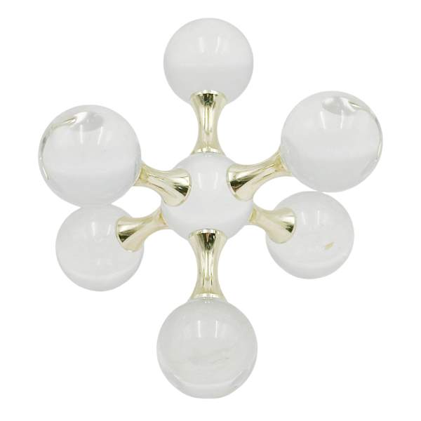Decorative Crystal Ball with Gold Metal, 7"