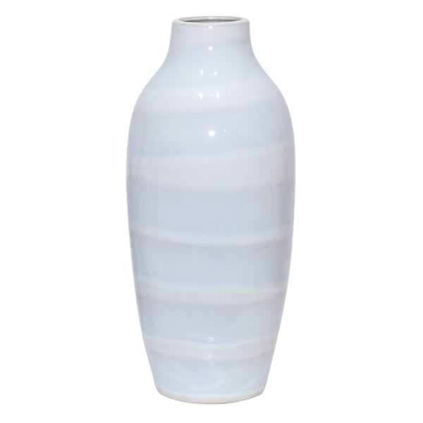 White & Light Blue Ceramic Vase, 18.5"