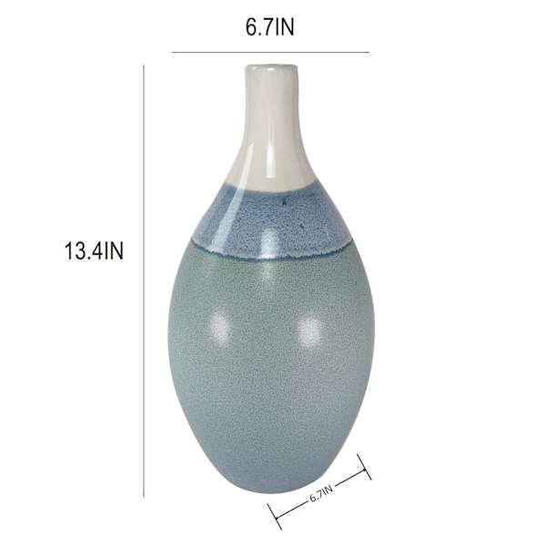 Blue Aqua Reactive Ceramic Vase, 8x13