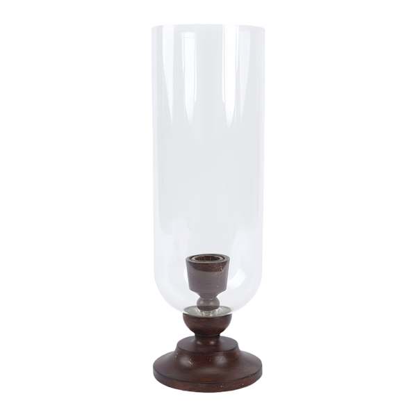 Brown Resin & Glass Taper Candle Holder, 12"