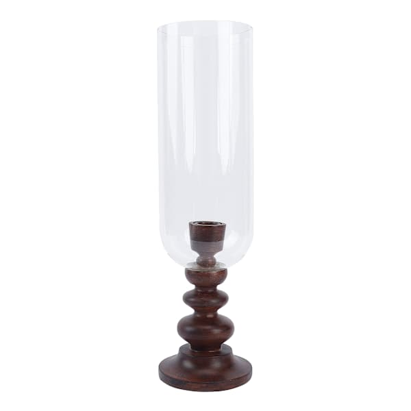 Brown Resin & Glass Taper Candle Holder, 14.5"