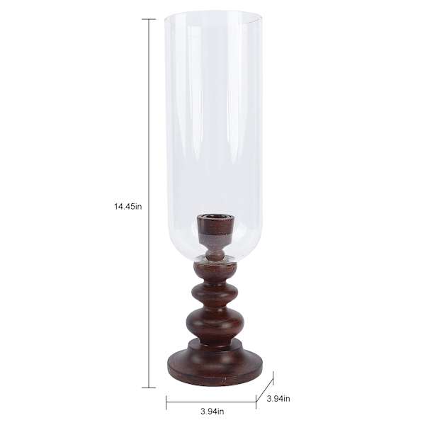 Brown Resin & Glass Taper Candle Holder, 14.5"