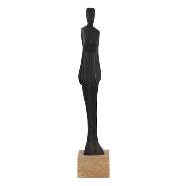 Black Wooden Lady Figurine, 24"
