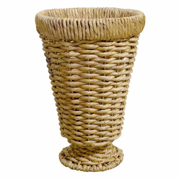 Natural Water Hyacinth Pedestal Vase, 17"