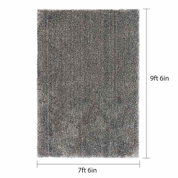 (D628) Silky Shag Grey Area Rug, 8x10