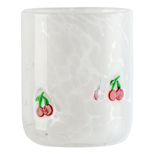White Confetti Cherry Icon Glass, 17.25oz