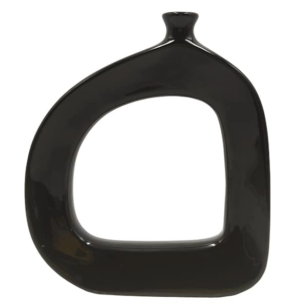 Crosby St. Riley Black Modern Open Ceramic Vase, 9.5"