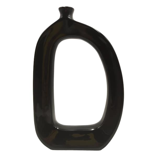 Crosby St. Riley Black Modern Open Ceramic Vase, 12"