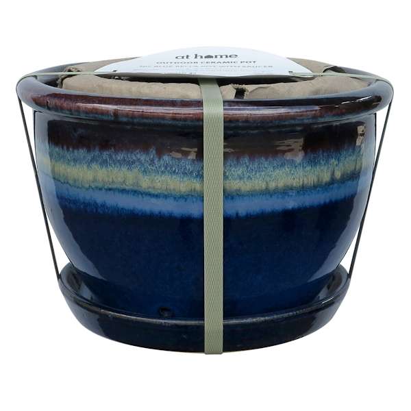 Set of 3 Blue Bella Outdoor Planter with Saucer