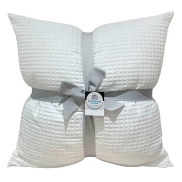 Crosby St. 2-Pack White Waffle Throw Pillows, 24"