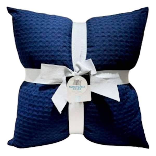 Crosby St. 2-Pack Navy Blue Waffle Pillows, 18"