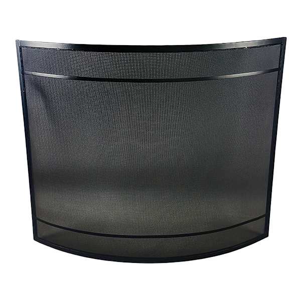 Black Curved Fireplace Screen, 33"