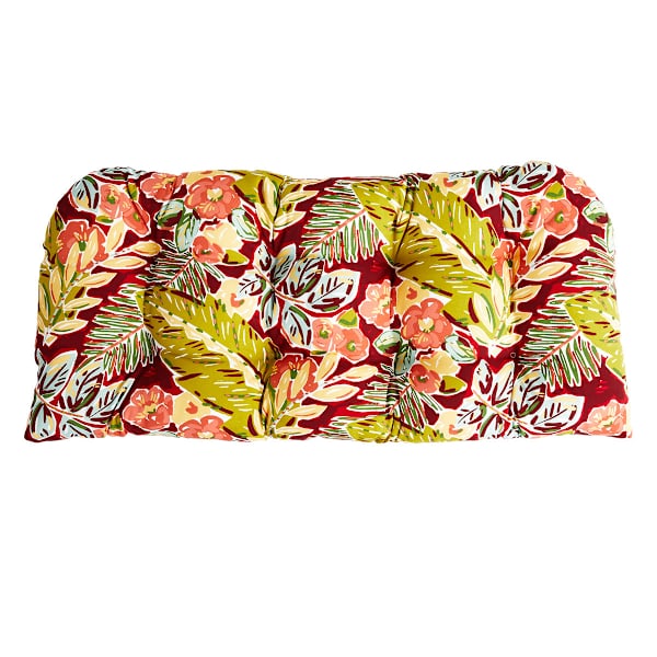 Tropical Cherry Outdoor Wicker Settee Cushion