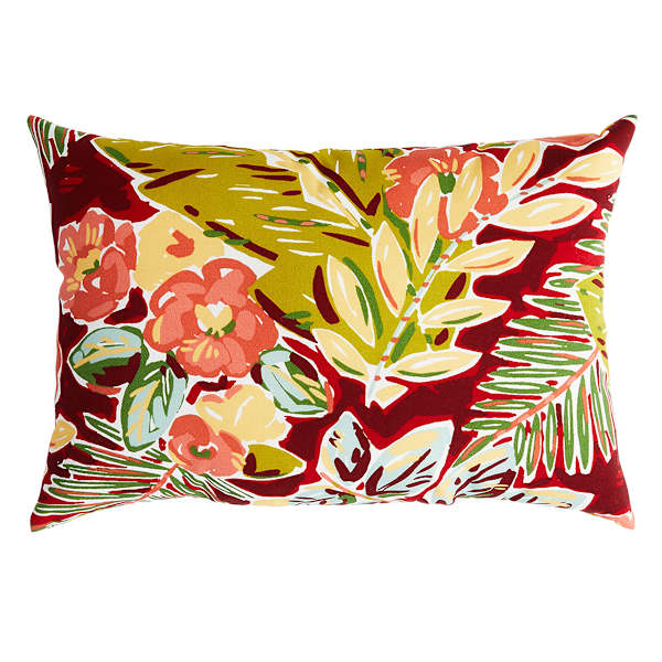 Tropical Cherry Lumbar Outdoor Throw Pillow, 14x20