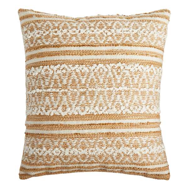 Found & Fable Natural Aztec Woven Outdoor Throw Pillow, 18"