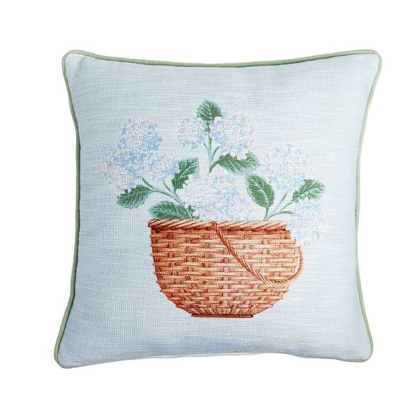 Providence Hydrangea Basket Woven Outdoor Pillow, 18"
