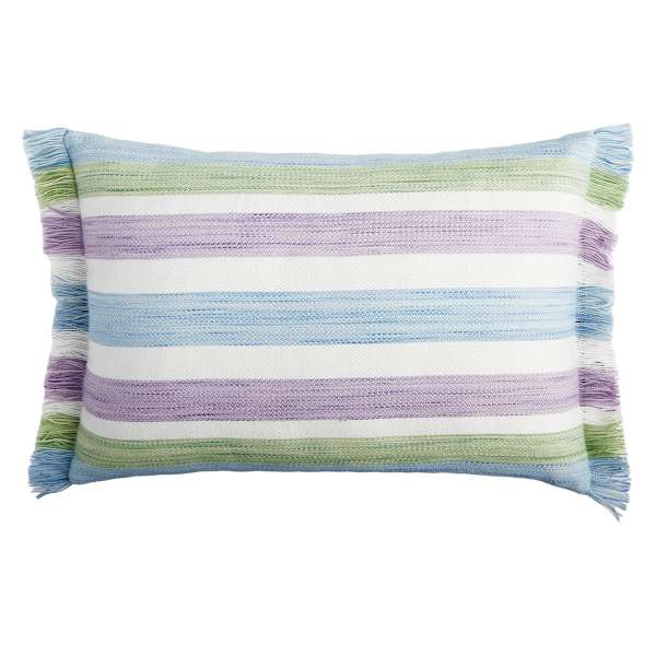 Purple & Green Stripe Woven Lumbar Outdoor Throw Pillow, 14x20