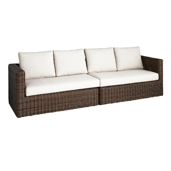 2-Piece Highland Brown Wicker with Sand Cushions Patio Sofa