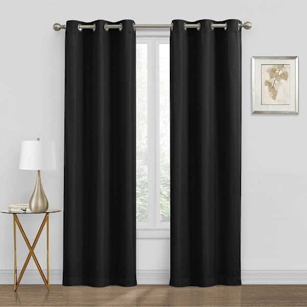 2-Pack Black Blackout Grommet Curtain Panels, 95"