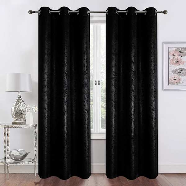 2-Pack Black Blackout Grommet Curtain Panels, 95"