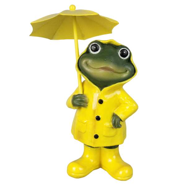 Frog In A Raincoat Outdoor Garden Statue, 7"