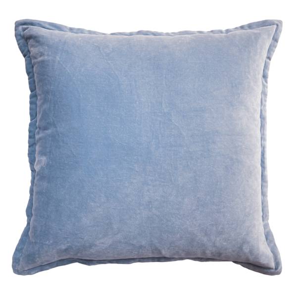 Providence Blue Cotton Velvet Euro Throw Pillow, 24"