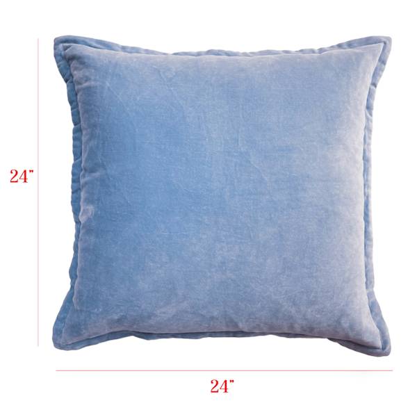 Providence Blue Cotton Velvet Euro Throw Pillow, 24"