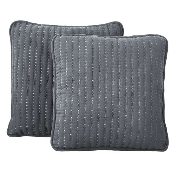 Honeybloom 2-Pack Dark Grey Washed Microfiber Pillows, 18"