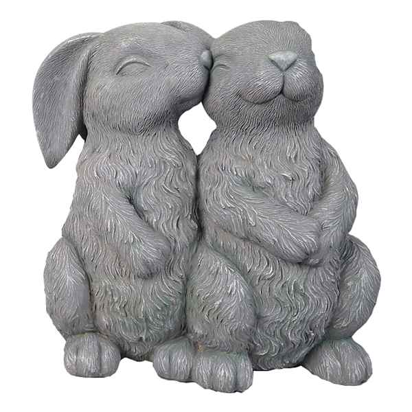 Rabbit Couple Outdoor Garden Statue, 12"