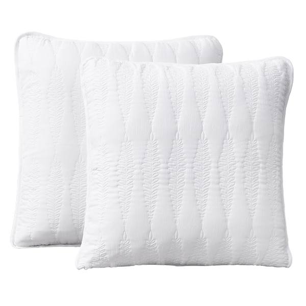Providence 2-Pack White Embroidered Washed Microfiber Throw Pillows, 24"