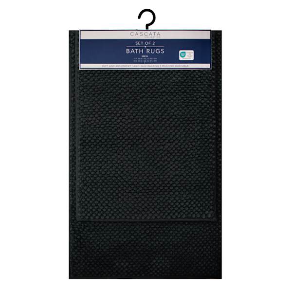 2-Piece Black Greta Zig Zag Noodle Rug Set