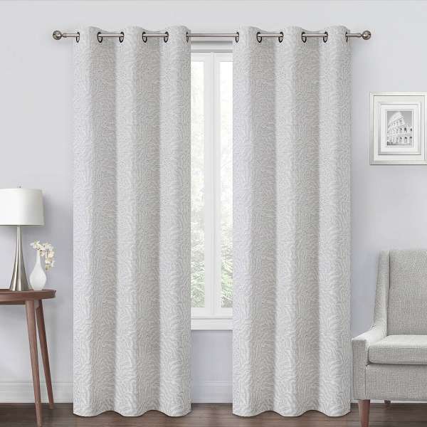 Ivory Textured Light Filtering Grommet Curtain Panel, 84"