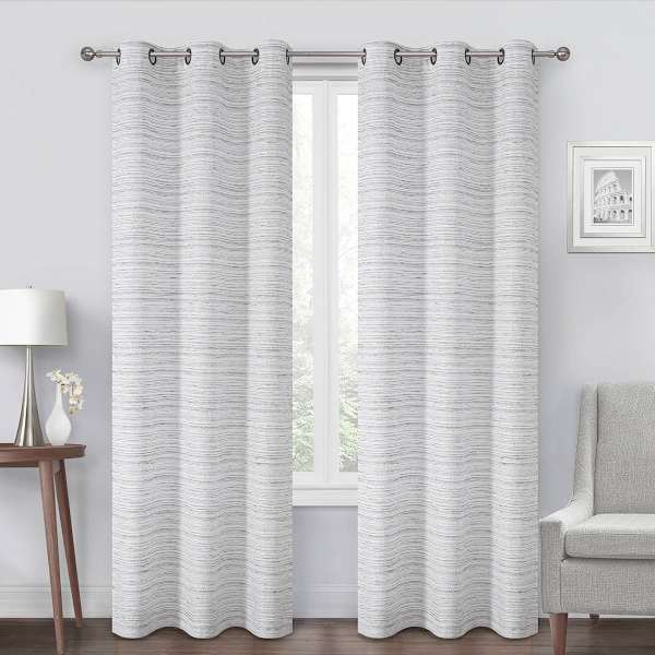 Grey Chenille Light Filtering Grommet Curtain Panel, 84"