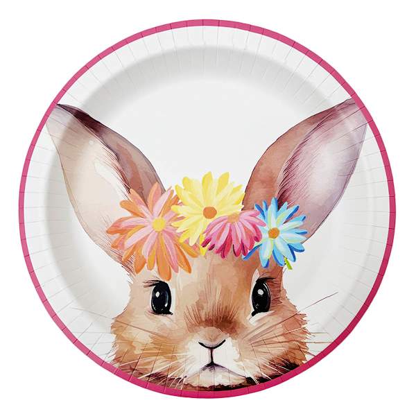 12-Count Floral Bunny Paper Plates, 10"