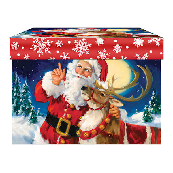 Red Sparkle Santa Cube Box, Medium