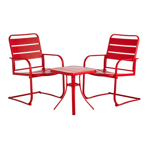 Sunny Club 3-Piece Metal Patio Chat Set, Red