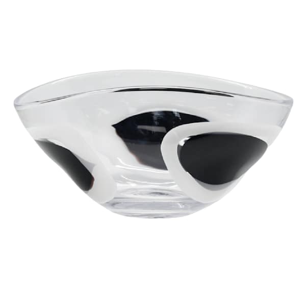 Black & White Dotted Glass Bowl, 14x9x7